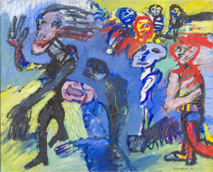 
	
		David Heathcote, 
		British b.1931 - 
		Witch, 1983;
		 
		 oil on canvas, signed and...