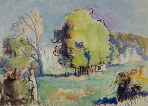
	
		Frank Dobson RA, 
		British 1886-1963- 
		 
		Landscape;
		 
		pen, brush and black...