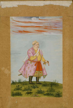 
	
		Raja Udai Singh (Mota Raja) of Marwar, Rajasthan, North India, early 19th century, opaque...