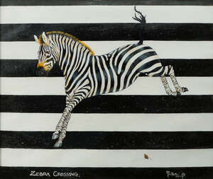 
	
		Claire Minter-Kemp, British, late 20th/early 21st century- Zebra Crossing; acrylic on...