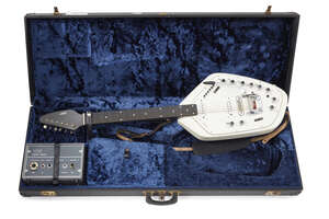 
	
		A c.1966 Vox V251 Guitar Organ in White Finish with Black Neck, serial no. 73059, with 21...