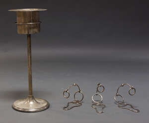 
	
		A silver plated wine cooler, mid/late 20th century, in the form of a top hat in a stand,...