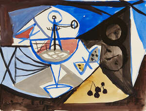 
	
		Henry Cliffe, 
		British 1919-1993 - 
		Still life composition; 
		gouache on paper,...