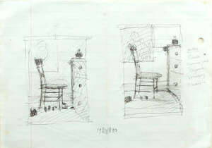 
	
		John Sergeant, 
		British1937-2010-
		 
		Sketch of a chair in an interior, 1990;
		 
		