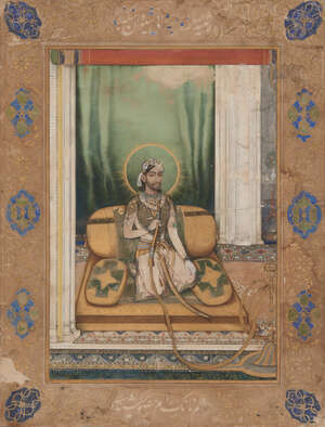 
	
		A seated portrait of a Maharaja, signed Nanak, probably Alwar, North India, late 19th...