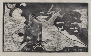 Paul Gauguin, French 1848-1903, Auti Te Pape (Women at the River), 1894; monochrome woodcut on...