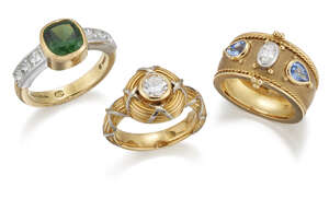 
	
		Theo Fennell, three diamond and gem-set rings, by Theo Fennell, comprising: a diamond...