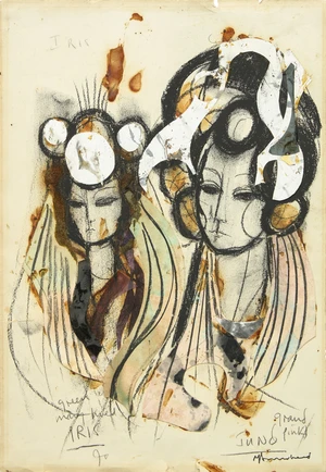 Yolanda Sonnabend, British 1935-2015 - Two works on paper including 'Iris and Juno'; charcoal, watercolour, mixed media and collage on paper, signed lower r