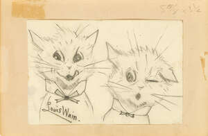 
	
		Louis William Wain, 
		 
		British 1860-1939- 
		 
		A pair of cats; 
		 
		pencil,...