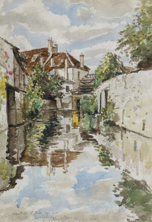 
	
		Llewellyn Petley-Jones, Canadian/British 1908-1986- Old Mill at Crecy-en-Brie;...