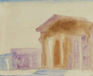 
	
		Norman Adams RA, 
		British 1927-2005- 
		 
		The Temple of Neptune, Paestum;...