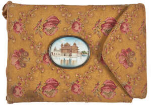 
	
		 A highly unusual Sikh section of the Adi Granth with a miniature of the Golden Temple in...