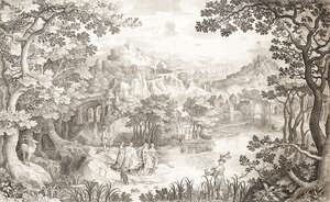 
	
		Nicolaes de Bruyn, 
		Flemish c.1571-1652- 
		 
		The Finding of Moses, after Gillis...