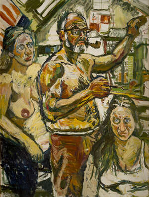 
	
		John Randall Bratby RA, 
		British 1928-1992 - 
		 
		Self-portrait with two Jeans;...