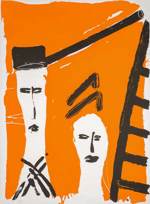
	
		Bruce McLean, 
		Scottish b.1944- 
		 
		Going for Gucci, 1984; 
		 
		screenprint in...