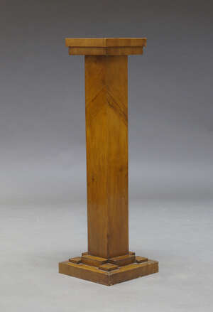 
	
		An Art Deco torchere stand, early 20th Century, the square top above conforming column,...