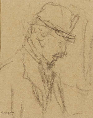 
	
		Gwen John,
		British 1876-1939-
		 
		Profile of Bourgeois;
		 
		black chalk on...