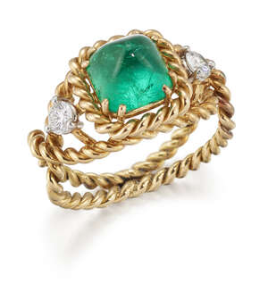 
	
		Tiffany & Co, Schlumberger, a cabochon emerald and diamond ring by Tiffany & Co,...