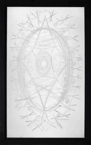 
	
		John Hutton (1906-1978), an engraved glass window
		Abstract Nest and Thorns, 1960-1970,...