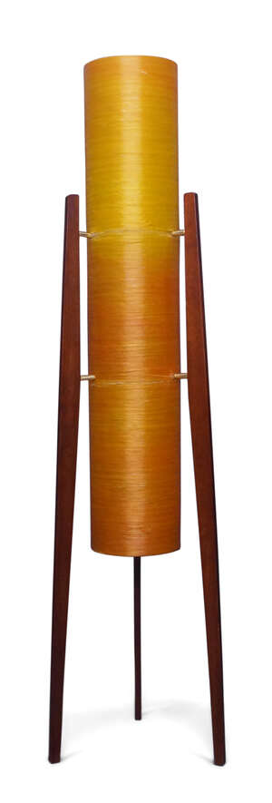 
	
		Novoplast Sered, 
		 
		Floor lamp, circa 1960, 
		Spun fibreglass, teak, 
		113cm...