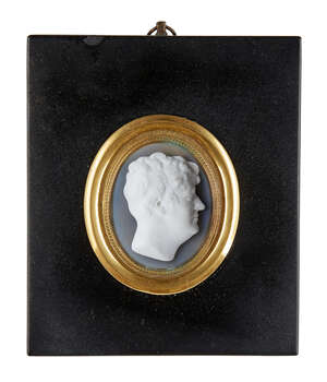 
	
		John Henning, Scottish, 1777-1851, a white paste portrait relief of a gentleman,...
