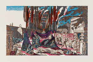 
	
		Edward Bawden CBE RA, 
		British 1903-1989- 
		 
		Salammbo...The Feast, The Gardens...