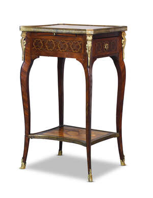 
	
		A Louis XV style kingwood, marquetry and gilt metal mounted side table, late 19th century