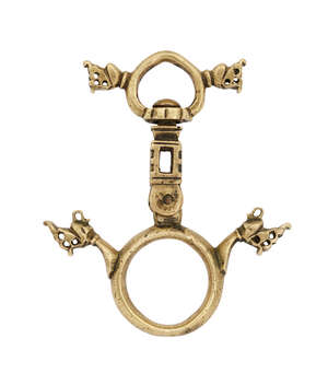 
	
		A Timurid brass hook element, Iran, 15th century, formed of two rings, one above another...