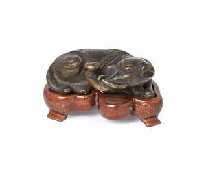 
	
		A Chinese bronze elephant scroll weight, Ming dynasty, 17th century, the elephant...