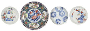 
	
		Four Japanese porcelain dishes, 18th-19th century, comprising two similar painted in the...