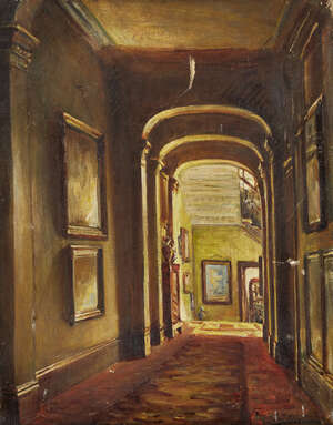 
	
		Frank Ernest Beresford, 
		British 1881-1967-
		 
		Hallway of a country...