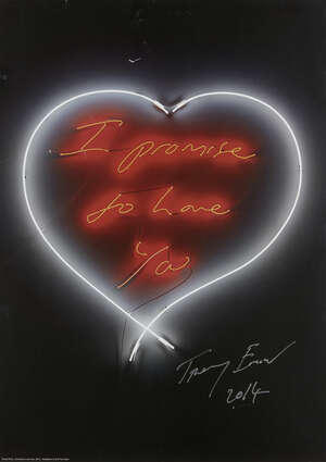 
	
		Tracey Emin CBE RA,
		British b.1963-
		 
		I Promise To Love You, ;
		 
		offset...