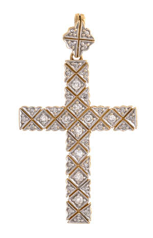 
	
		A diamond  pendant cross, set with brilliant-cut diamonds, 5.5cm x 3cm  

	

