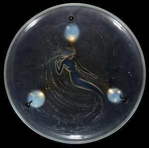 
	
		René Lalique (1860-1945), a Lalique opalescent glass bowl adapted as a plafonnier
		