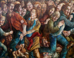 Grace O'Connor, 
		British b.1977- 
		 
		The Surge, 1993; 
		 
		oil on canvas, signed and dated, 130x165cm (ARR) 
		 
		Provenance: purchased f