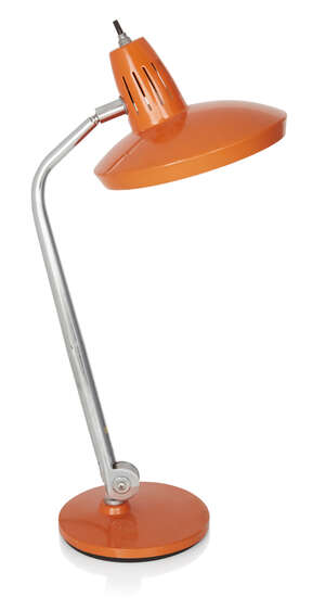 Fase,
Desk lamp, circa 1960,
Lacquered steel, chromed metal, plastic,
Cast manufacturer's mark...