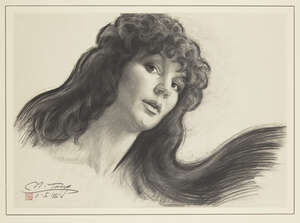 
	
		M TANG, (Chinese, mid-late 20th century), charcoal on paper, portrait of a woman, signed...
