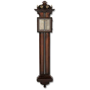 
	
		A George III brass-mounted mahogany stick barometer, by Joseph Finney, Liverpool, c.1770,...