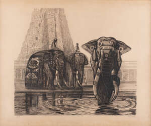 
	
		Paul Jouve (1878-1973), 
		 
		'Elephant de Madura', circa 1930, 
		Etching on paper,...