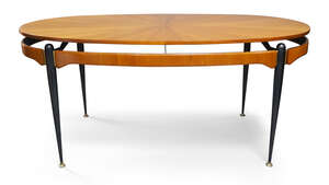 
	
		Attributed to Silvio Cavatorta, 
		 
		Oval dining table, circa 1950, 
		Teak,...
