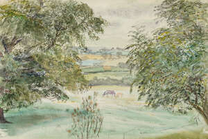 Leon Underwood,
		British 1890-1975- 
		 
		Towards Ladbrook; 
		 
		watercolour, inscribed verso and further inscribed by Mary Underwood, 28x39cm (ARR)