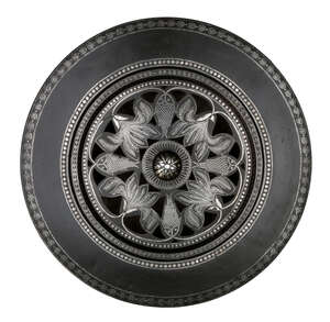 
	
		A large Bidriware circular basin with pierced foliate cover, India, 19th century, the...