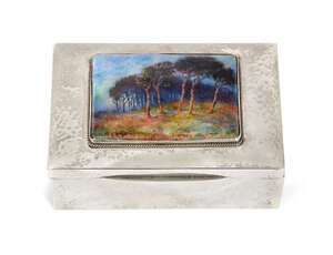 
	
		Charles Fleetwood Varley (1863-1942) for Liberty & Co, 
		 
		Silver box with enamel...
