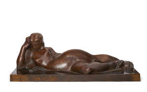 
	
		Joseph Csaky,
		Hungarian/ French 1888-1971;
		La Liseuse, 1938;
		Bronze, signed and numbered...
