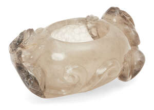 
	
		A Chinese rock crystal oval brushwasher, 19th century, carved to the rim with a...
