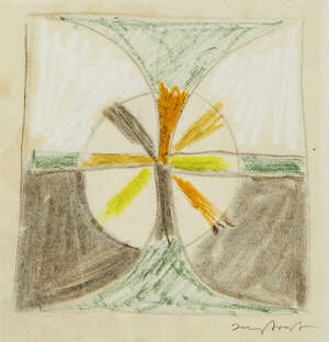 
	
		Sir Terry Frost RA, 
		British 1915-2003- 
		 
		Untitled abstract with circle;...