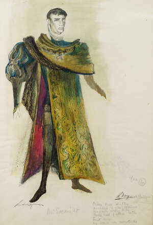 
	
		Leslie Hurry, British, 1909-1978, a costume design for a male actor for the Edinburgh...