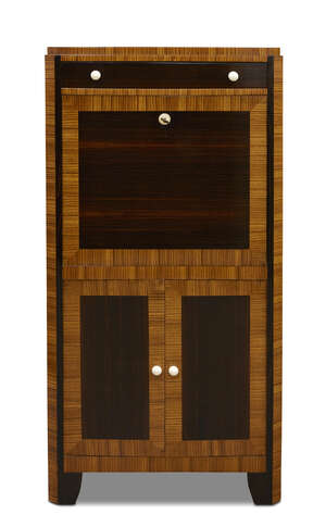 
	
		French Art Deco, a Macassar and banana wood escritoire
		c.1930
		Having a frieze...