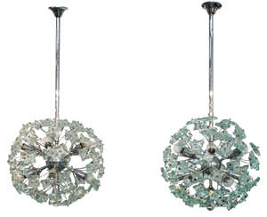 
	
		Manner of Fontana Arte, 
		 
		Pair of twelve light pendant lights, circa 1960, 
		