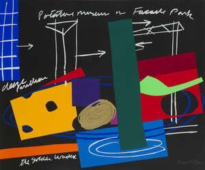 
	
		Bruce Mclean,
		Scottish b.1944-
		 
		Facade Park, 1998;
		 
		two-part screenprint in...